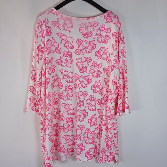 Quacker Factory Top 3X Floral Rhinestone Embellished Artsy Tunic Beachy Colorful - Picture 12 of 13